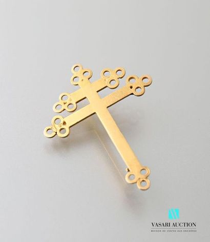 null Brooch in yellow gold 750 thousandth crosses of Lorraine, the tips of the branches...