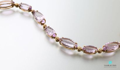 null Bracelet in vermeil and amethysts cut in shuttle, intercalated with diamonds,...