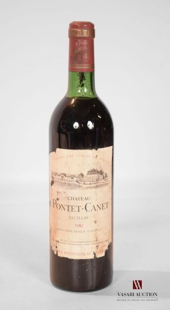 null 1 bouteille	CH. PONTET CANET	Pauillac GCC	1982
	Et. tachée et déchirée. N :...