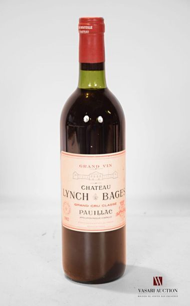 null 1 bouteille	Château LYNCH BAGES	Pauillac GCC	1982
	Et. un peu tachée. N : limite...