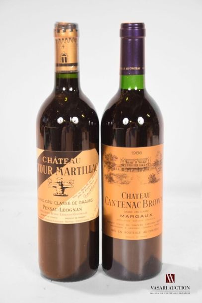 null Lot de 2 blles comprenant :		
1 bouteille	Château LATOUR MARTILLAC	Graves GCC	1988
1...
