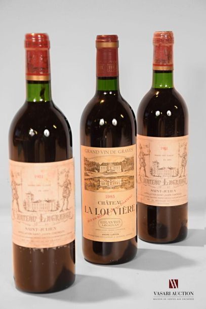 null Lot de 3 blles comprenant :		
2 bouteilles	Château LAGRANGE	St Julien GCC	1981
1...