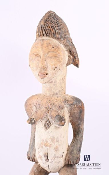 null PUNU - GABON
Fétiche féminin en bois sculpté patiné et pigmenté, la coiffe à...