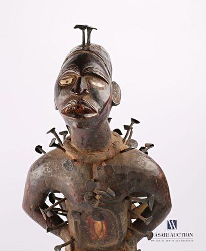 null CONGO
Fétiche à clous ou nkondi en bois sculpté polychrome clouté, bois, métal,...