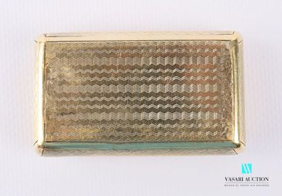 null A rectangular gilt silver snuffbox, the hinged lid features a cartouche inscribed...