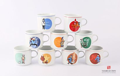null HERGE TINTIN - Tables & Couleurs
Suite de huit mugs en porcelaine polychrome...
