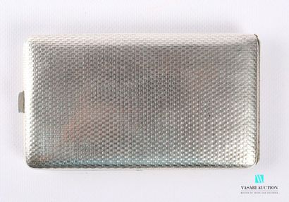 null Rectangular silver cigarette case with guilloche pattern background, the top...