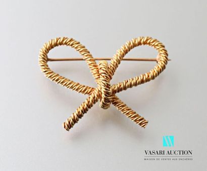 null Tiffany, broche en or 750 millièmes en forme de noeud cordé, l'épingle en or...