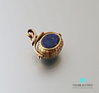 null Gold seal 585 thousandths oval mobile set with lapis lazuli, gross weight 8...