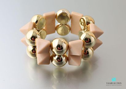 null Bracelet sur cordon élastique orné de perles et motifs pyramidals en plasti...