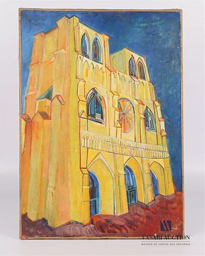 null French school of the 20th century
Cathedral
facade Oil on canvas
(small jumps...
