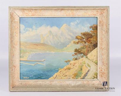  MERLE (XXèmes siècle) Vue de port en Méditerrannée Huile sur toile Signée en bas...