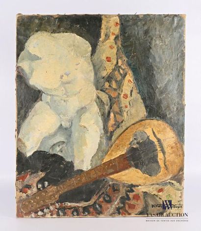 null VINZENT-VERGNE M (XXth century)
Still life with mandolin and bust
Oil on canvas
Signed...