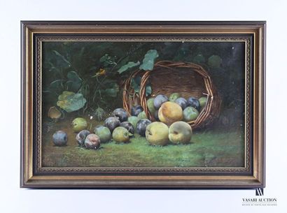 null ELLIVAL Charles Edouard X. (XIXth century) Still
life with grapes and artichoke...