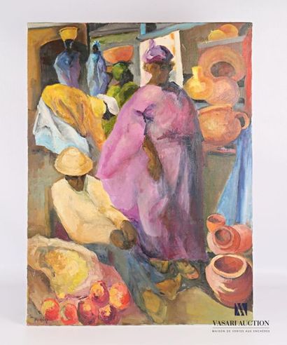 null WACQUIEZ Henri (1907-?) 
Scène de marché au Mexique
Huile sur toile
Signée en...