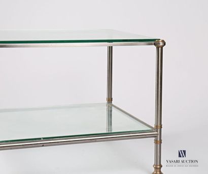 null Sofa end in steel and gilded metal in square shape, it has two glass tops.
Circa...