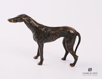 null Bronze subject with brown patina showing a greyhound.
Top. : 7 cm - Width :...