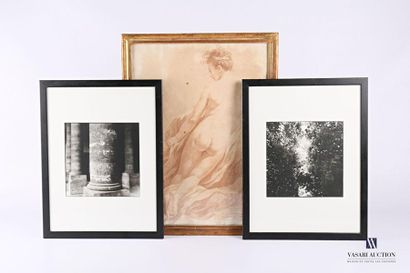 null Set of three framed pieces including two photographs, one representing a view...