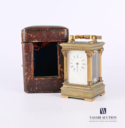 null Bronze officer's clock, glazed on all sides, the rectangular dial indicates...