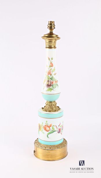 null Opaline lamp resting on a tubular base decorated with a frieze of polychrome-treated...