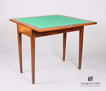 null Mahogany and mahogany veneer game table, the folding and pivoting rectangular...