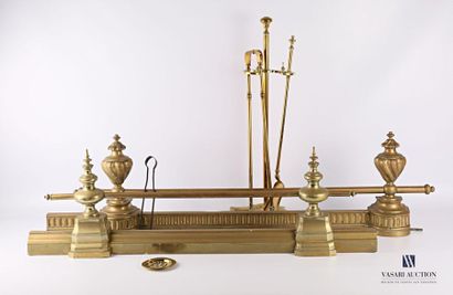 null Set including a gilded metal fireplace set including a shovel, a tongs and a...