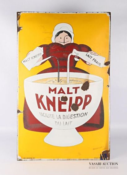  KNEIPP Plaque émaillée publicitaire marqué "MALT KNEIPP Facilite la digestion du...