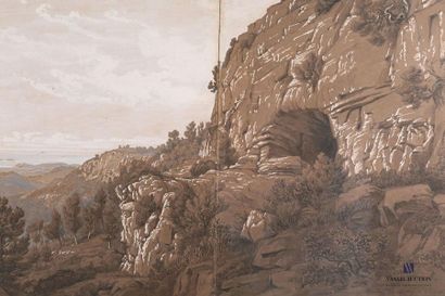 null HOSTEIN Edouard Jean Marie (1804-1889)
Grotte dans les montagnes à l'ouest du...