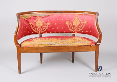 null Mahogany sofa, the curved backrest, the half-moon shaped seat rests on four...