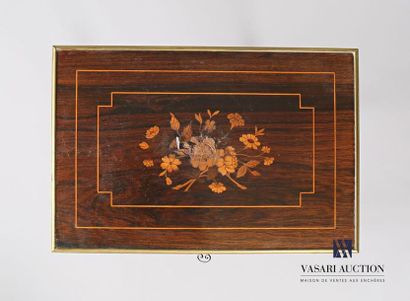 null Worker in natural wood and veneer, the rectangular shaped top with inlaid decoration...