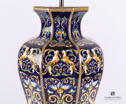 null GIEN
Earthenware lamp base in the form of a baluster with cut-off sides and...