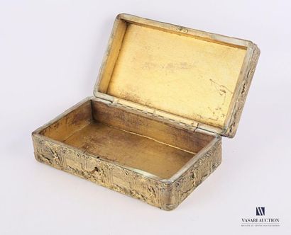 null Box in embossed brass on a gilded wood core, the lid decorated with a village...