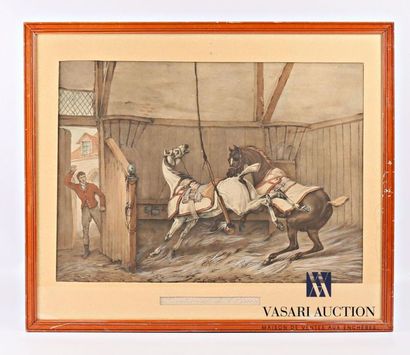 null Set includes two framed pieces: 
- VERNET Carl, after Stable 
Interior Colour
lithograph
36...