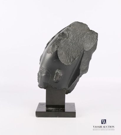 null Moulded and black-stained resin subject representing the head of Osiris, it...