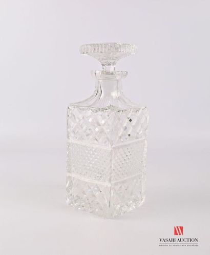 null Set of four glass and crstal decanters comprising a moulded crystal whisky carafe...