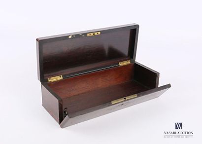 null Glove box in rosewood veneer inlaid in leaf in frames of nets, the lid decorated...