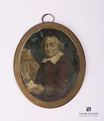 null Lithographed metal plate with portrait of the poet Joost van den Vondel 
Marked...