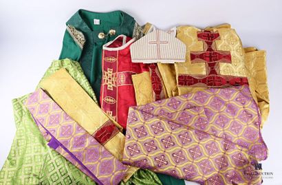 null Six religious ceremonial outfits with embroidery, two scarves and a mitre.
(Good...