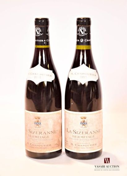 null 2 bouteilles	HERMITAGE La Sizeranne mise Chapoutier		1995
	Et. tachées. N :...