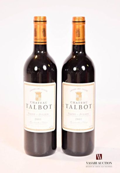 null 2 bouteilles	Château TALBOT	St Julien GCC	2001
	Et. légèrement tachées. N :...