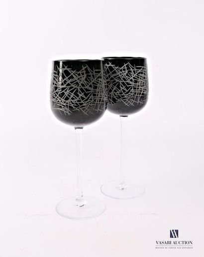 null SALVIATI
Paire de verres à pied en verre de Murano modèle Twigs la jambe translucide,...