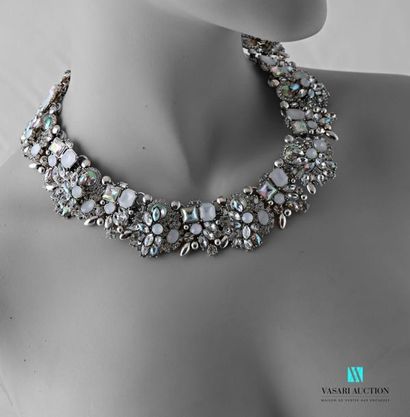 null Metal necklace decorated with rhinestones and rhinestones simulating flower...