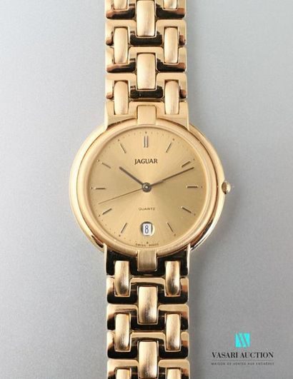 null JAGUAR - Montre bracelet d'homme en plaqué or, boitier rond de 32 mm numéroté...