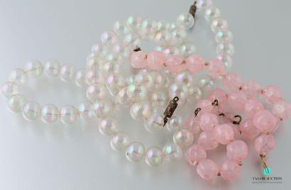 null Two necklaces of iridescent plastic beads imitating soap bubbles and a necklace...