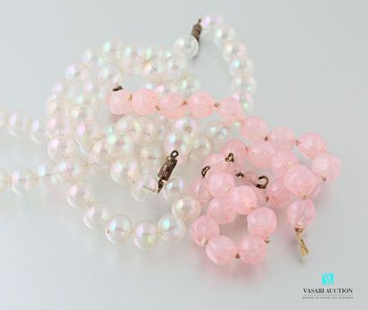 null Two necklaces of iridescent plastic beads imitating soap bubbles and a necklace...