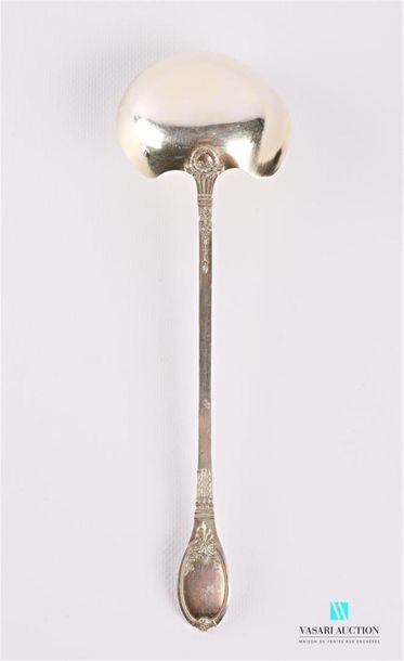 null Silver cream ladle, the handle decorated with a flaming and winged torch, palmettes...