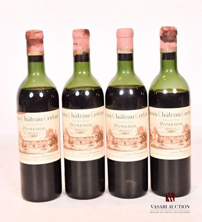 null 4 bouteilles	VIEUX CHÂTEAU CERTAN	Pomerol	1961
	Et.: 3 excellentes, 1 un peu...