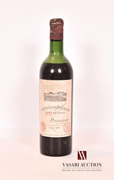 null 1 bouteille	Château GRAND PUY LACOSTE	Pauillac GCC	1959
	Et. fanée, tachée mais...