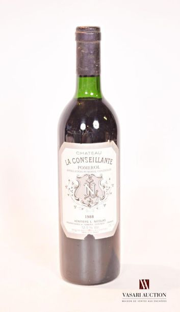 null 1 bouteille	Château LA CONSEILLANTE	Pomerol	1988
	Et. un peu tachée et légèrement...
