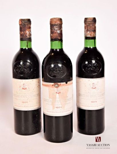 null 3 bouteilles	Château PAPE CLÉMENT	Graves GCC	1971
	Et. fanées et tachées. N...